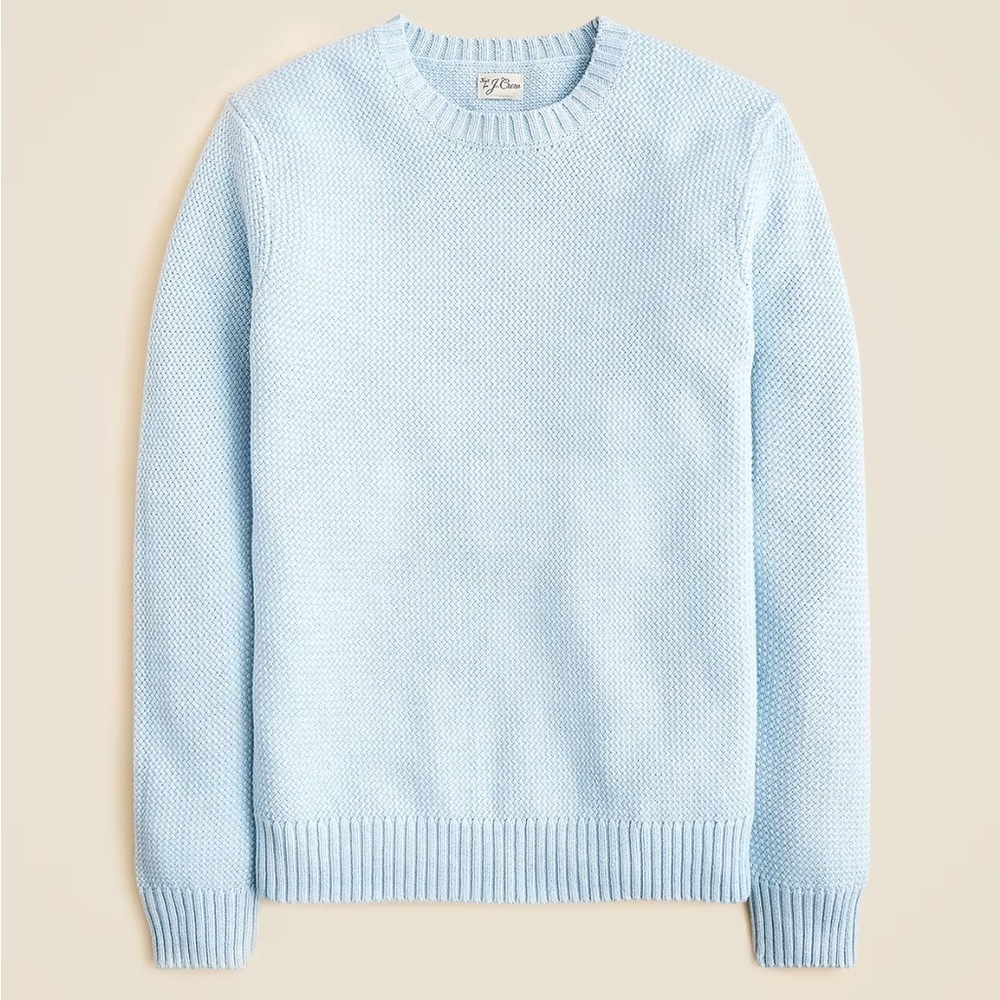 J crew heather sky Basket-stitch cotton crewneck sweater